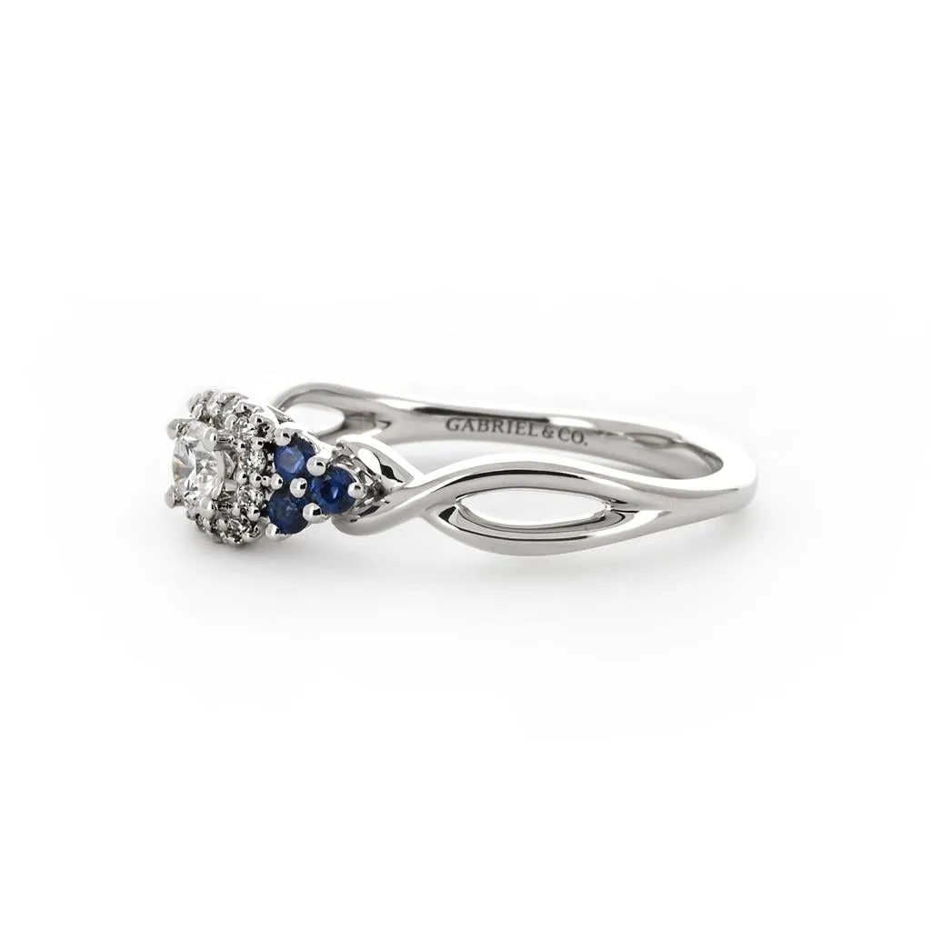 0.39ctw Sapphire & Diamond Engagement Ring   Halo