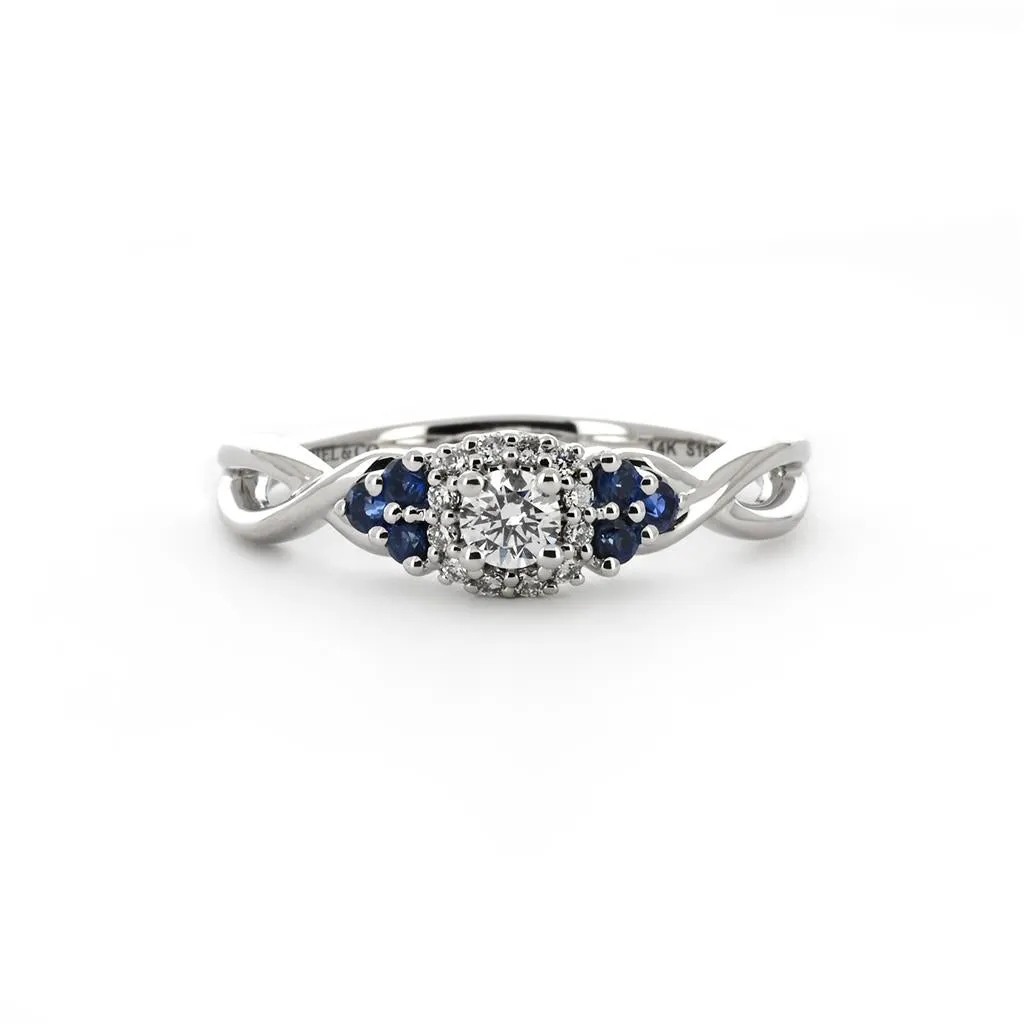 0.39ctw Sapphire & Diamond Engagement Ring   Halo