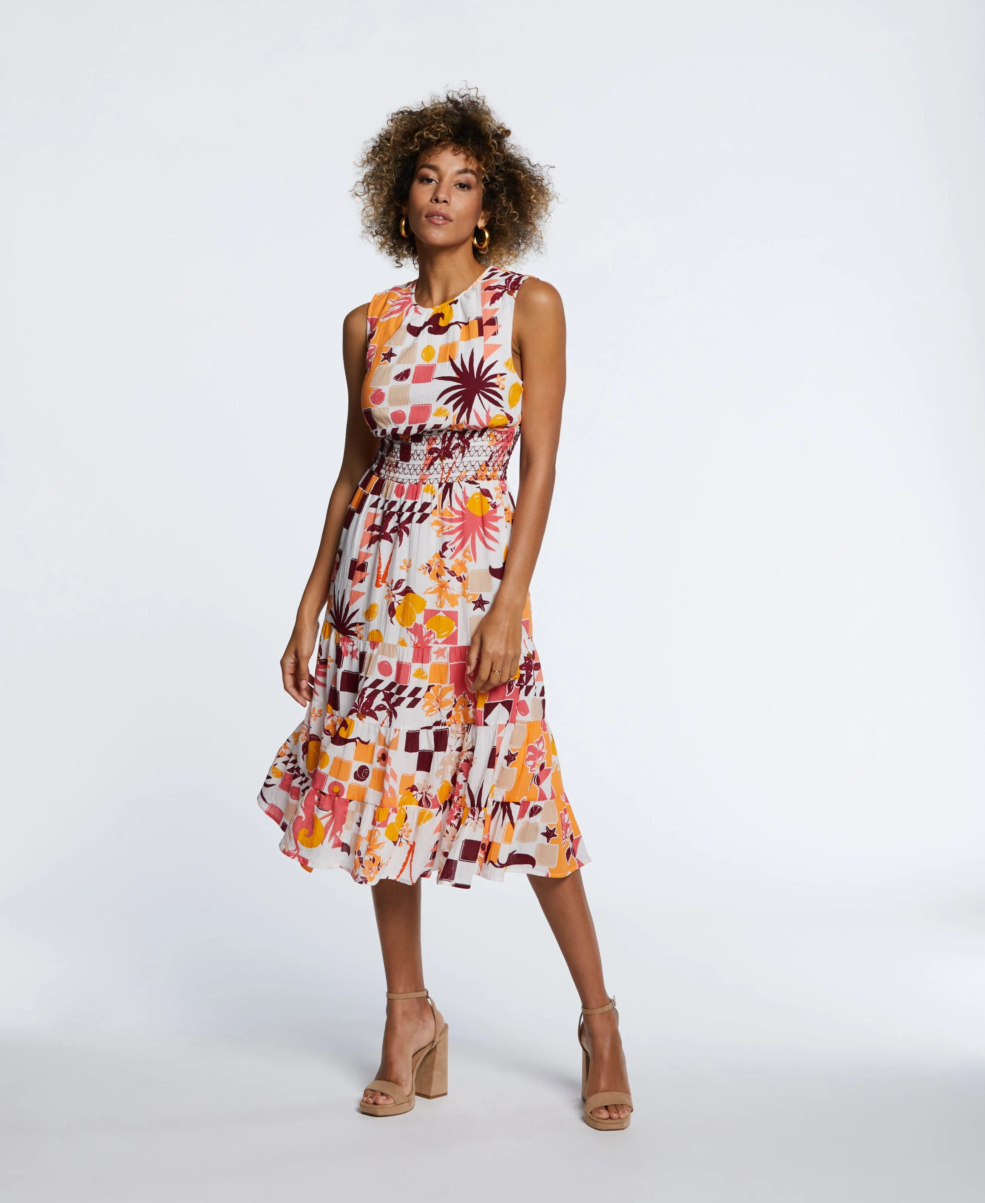 100% Cotton Tiered Midi Dress