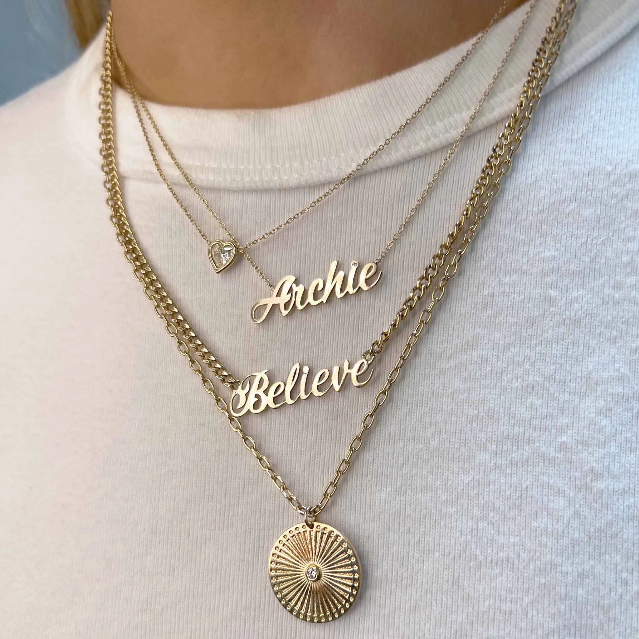 14k Gold Script Letter Custom Name Necklace