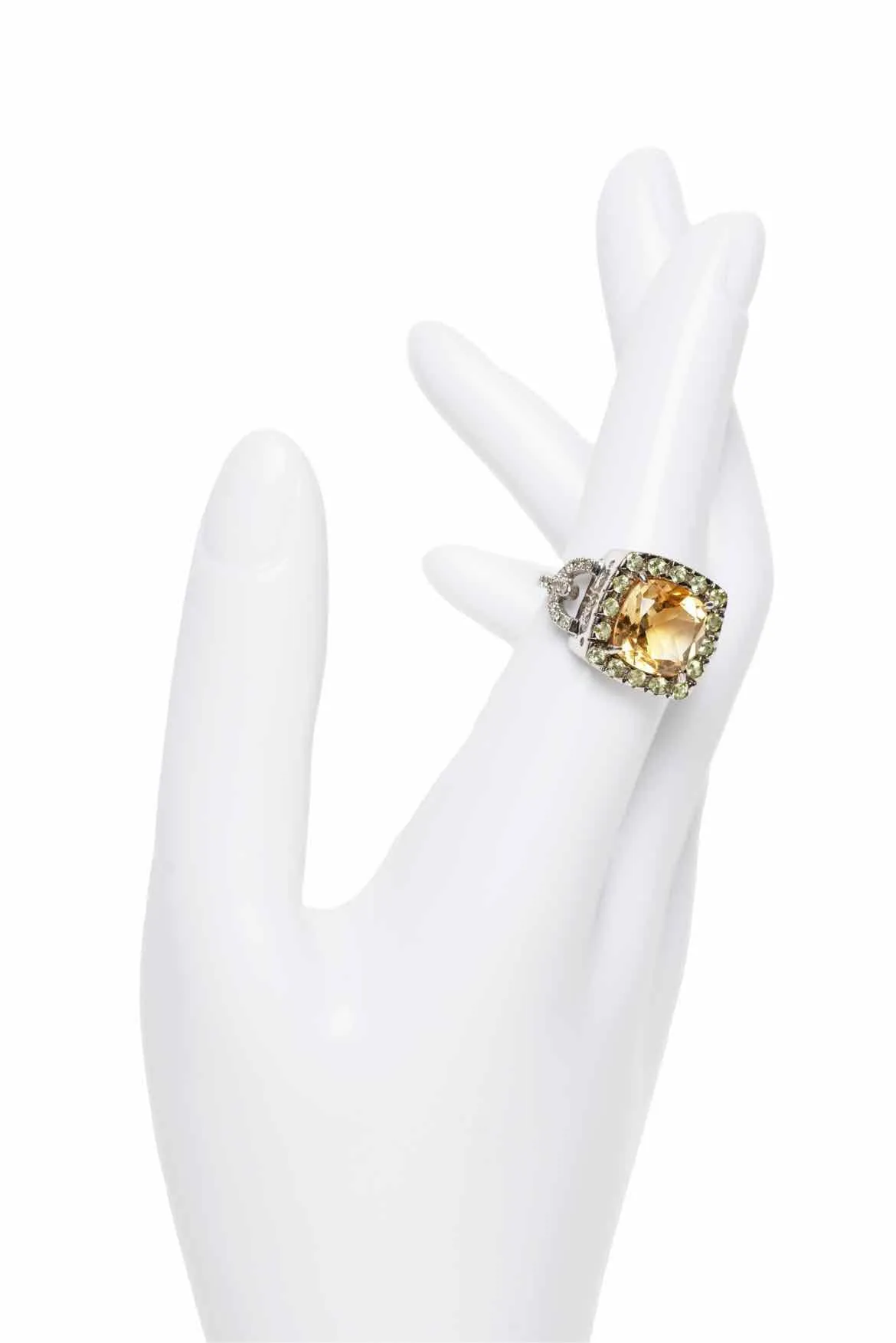 14K White Gold & Citrine Size 6.5 Ring