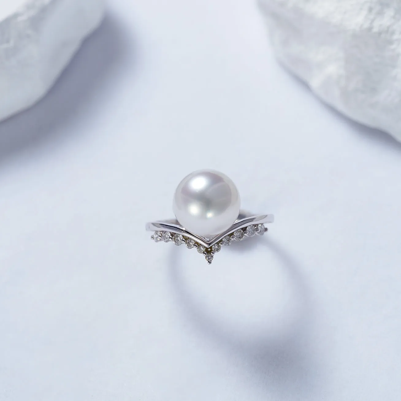 18K Diamond Australian White South Sea Pearl Ring KR00083