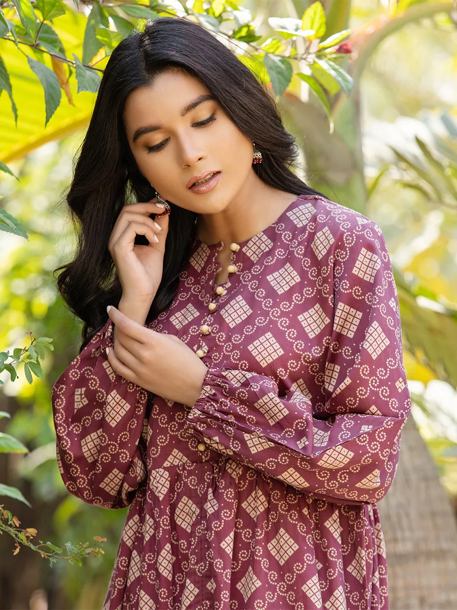 1pc - Stitched Printed Cotton Silk Shirt