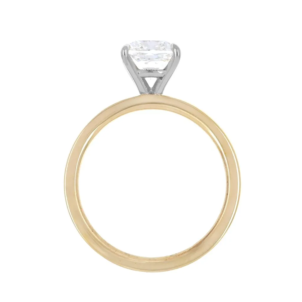 2.02ctw Cushion Solitaire Diamond Engagement Ring, 2.5mm - 14K Multi-Tone Gold