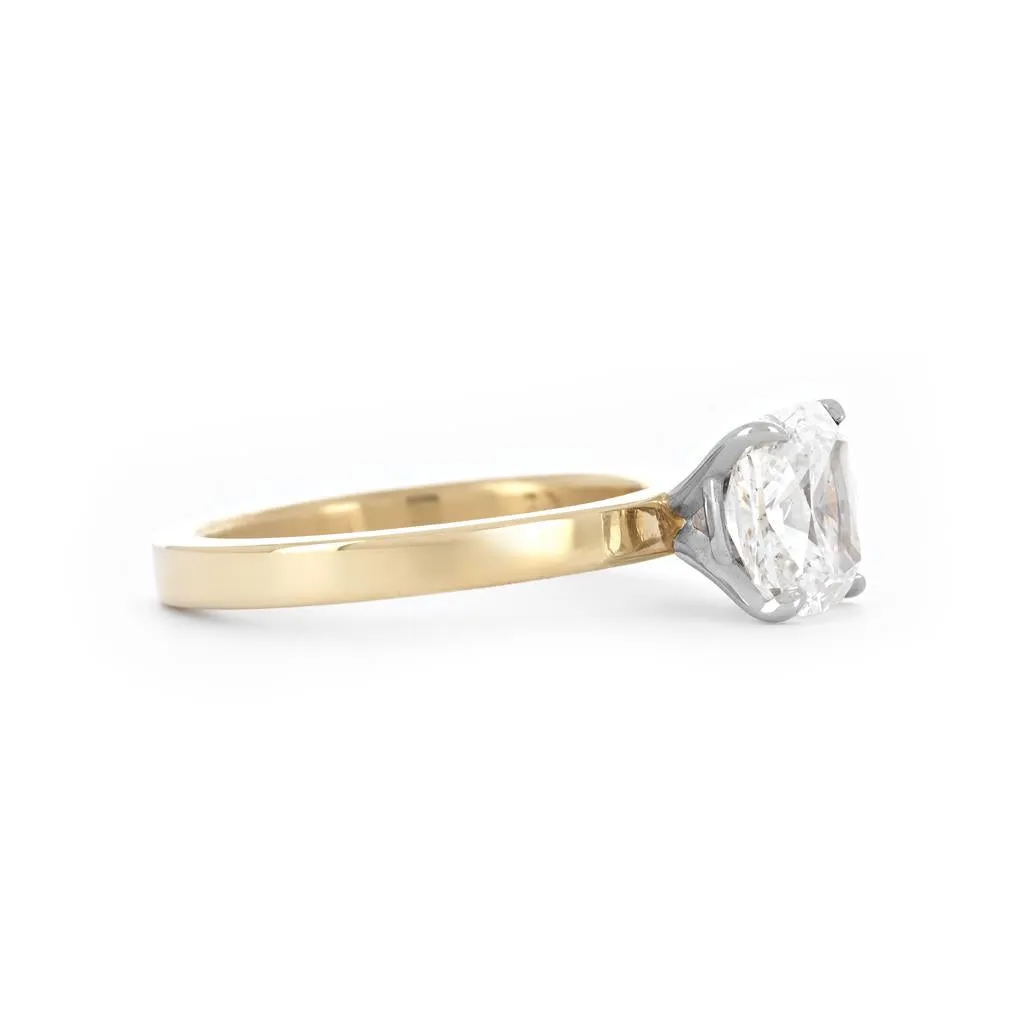 2.02ctw Cushion Solitaire Diamond Engagement Ring, 2.5mm - 14K Multi-Tone Gold