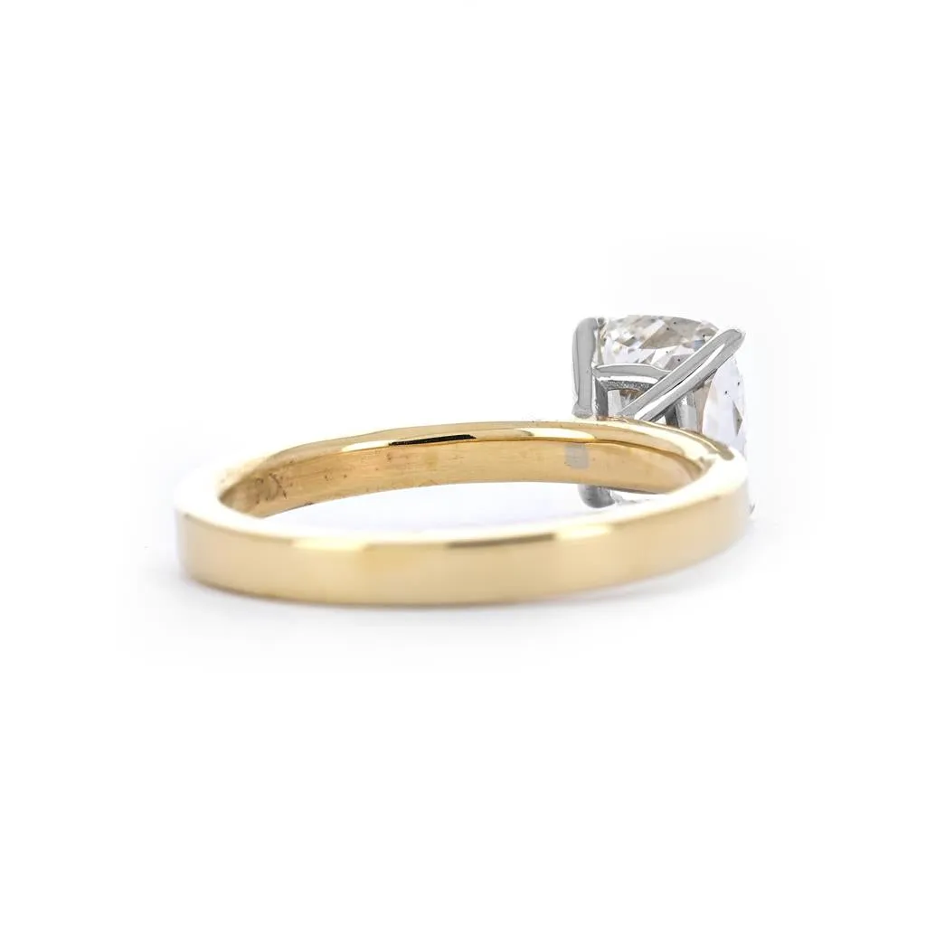 2.02ctw Cushion Solitaire Diamond Engagement Ring, 2.5mm - 14K Multi-Tone Gold