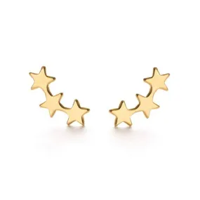 24k Gold Plating 3 Star Cluster Earrings