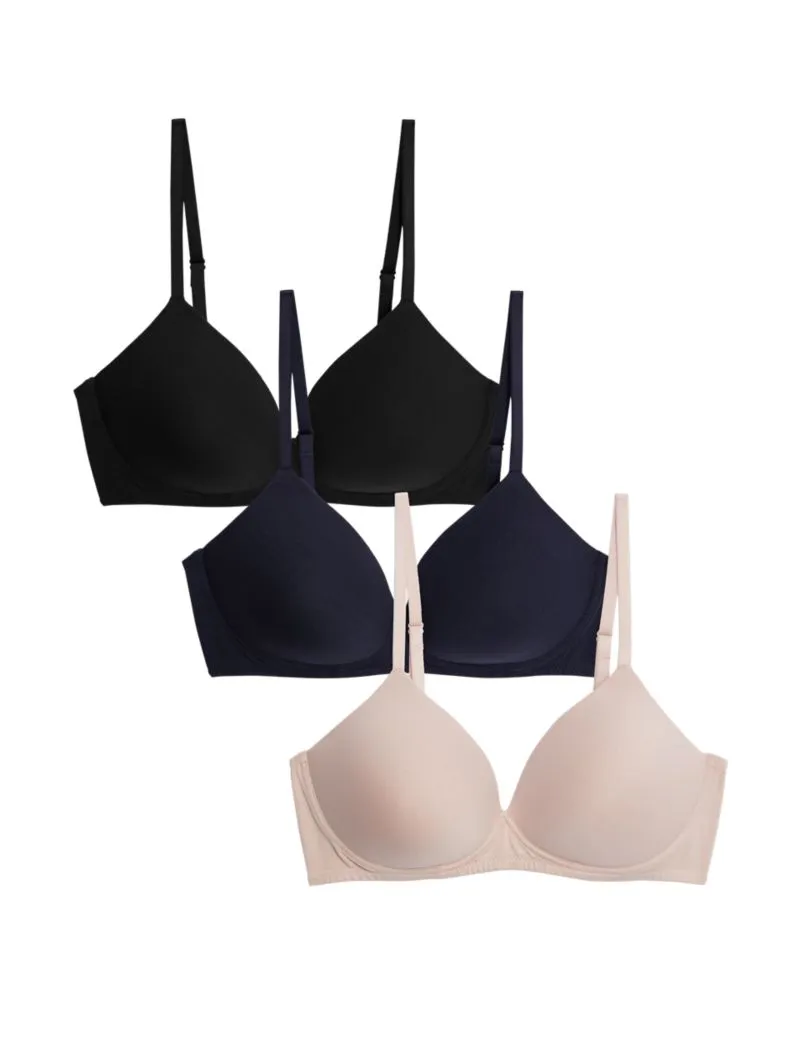 3pk Non Wired T-Shirt Bras A-E