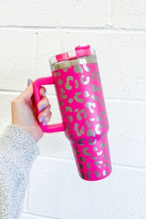 40oz Tumbler, Hot Pink Leopard