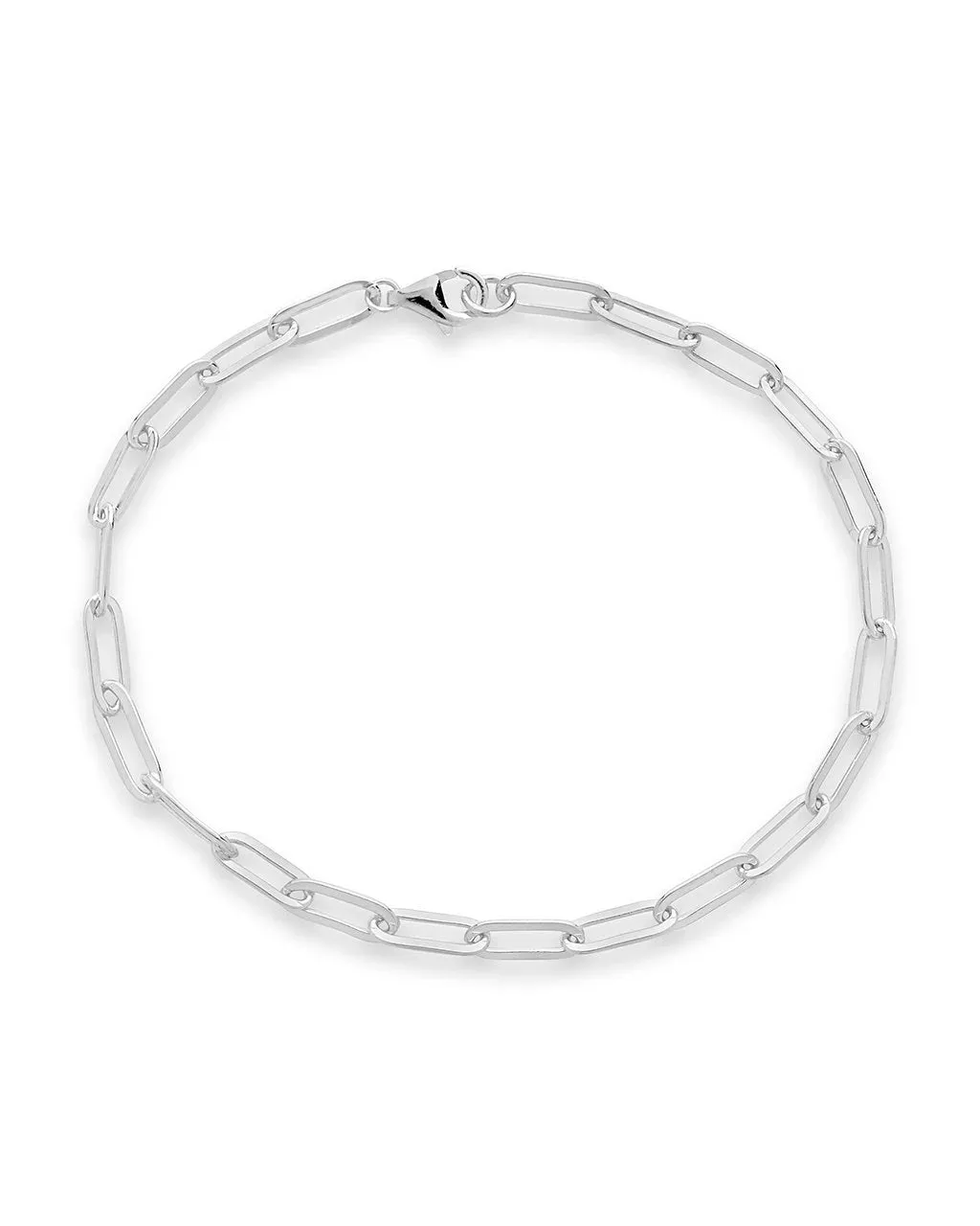 925 Silver Paperclip Chain Bracelet