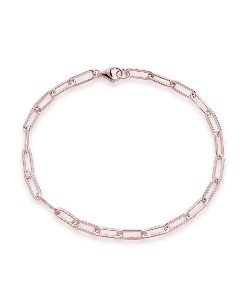 925 Silver Paperclip Chain Bracelet