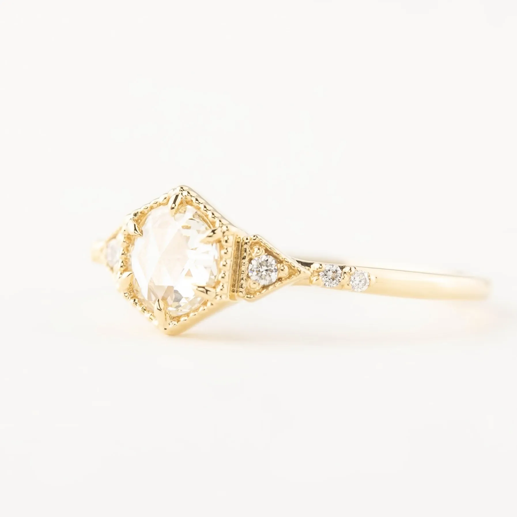 Agatha 0.46ct Rose Cut Diamond Ring, 14k Yellow Gold (One of a kind)