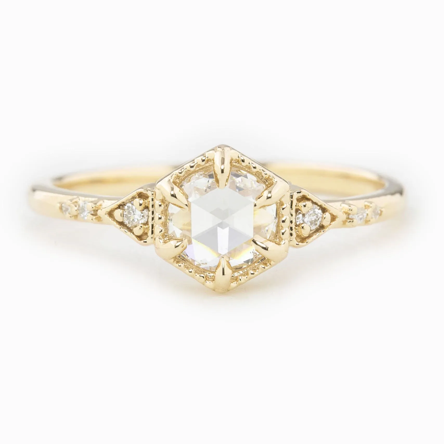 Agatha 0.46ct Rose Cut Diamond Ring, 14k Yellow Gold (One of a kind)