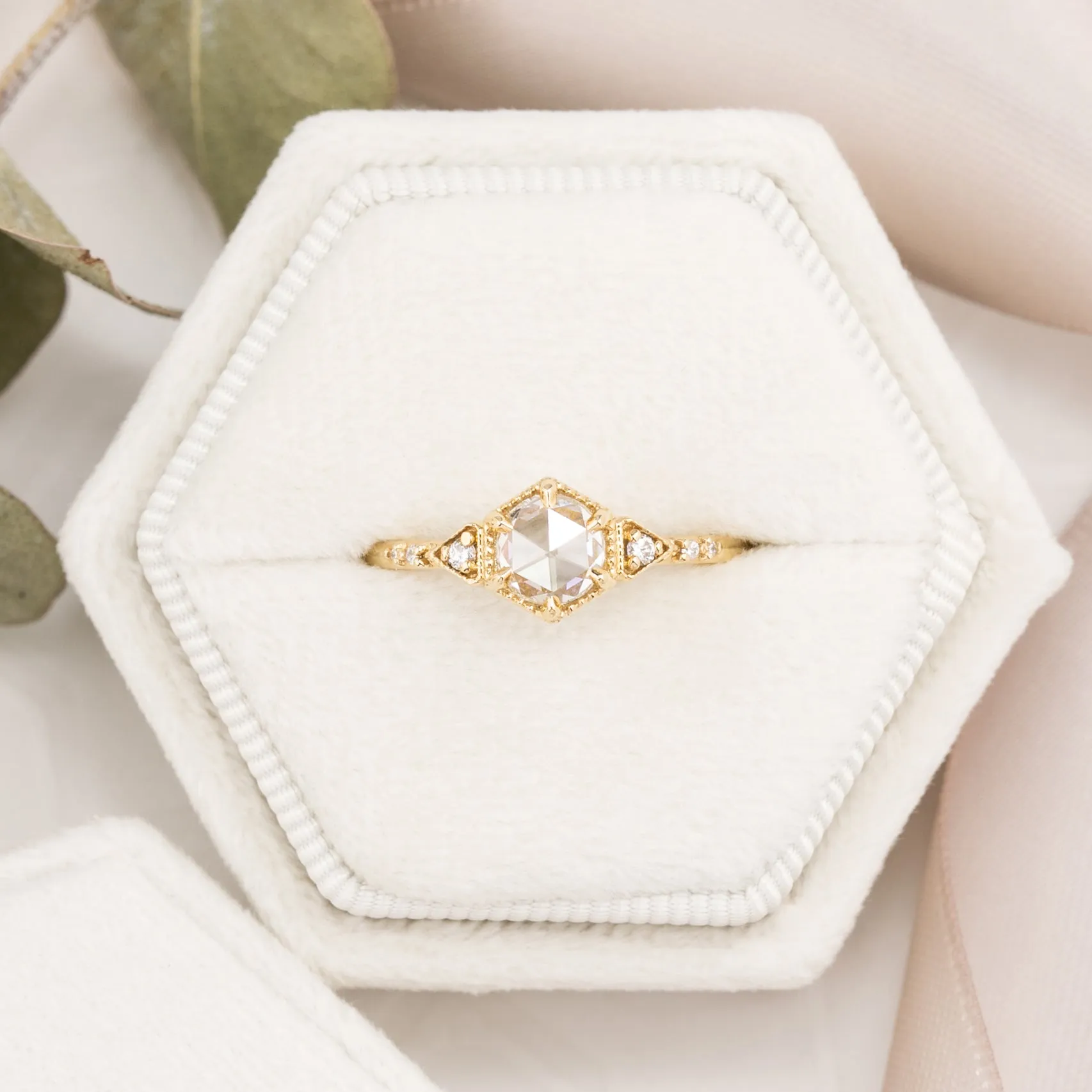 Agatha 0.46ct Rose Cut Diamond Ring, 14k Yellow Gold (One of a kind)