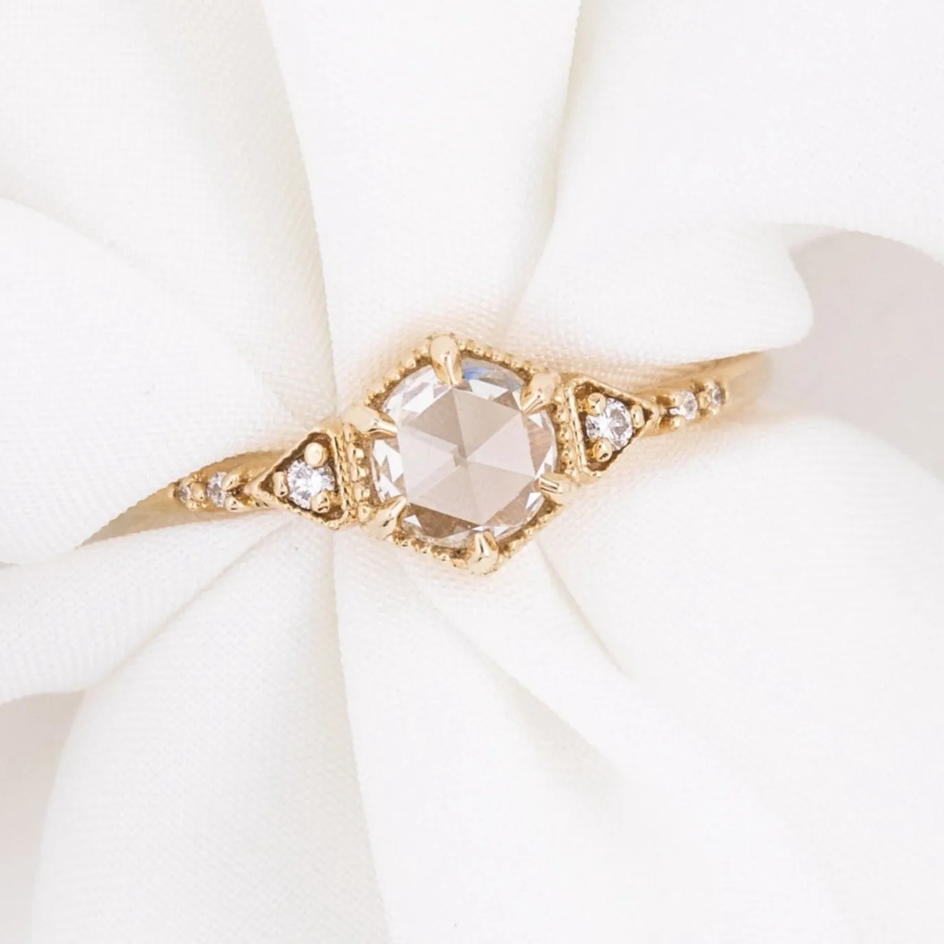 Agatha 0.46ct Rose Cut Diamond Ring, 14k Yellow Gold (One of a kind)