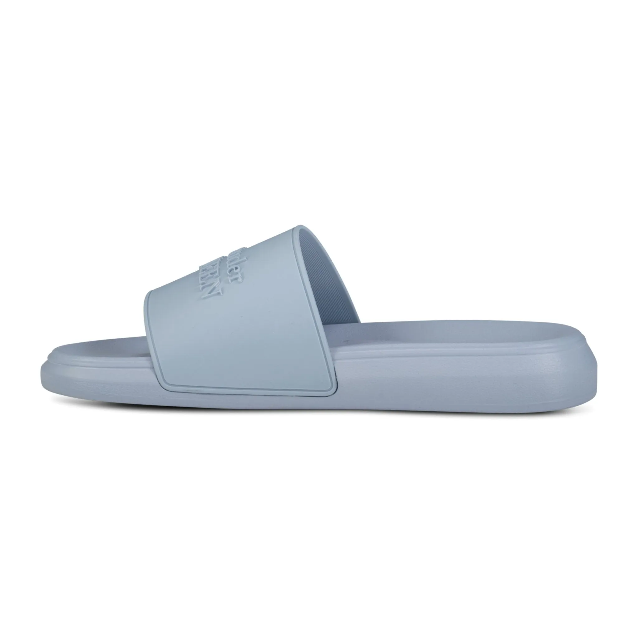 ALEXANDER MCQUEEN LOGO EMBEDDED RUBBER SLIDES BLUE