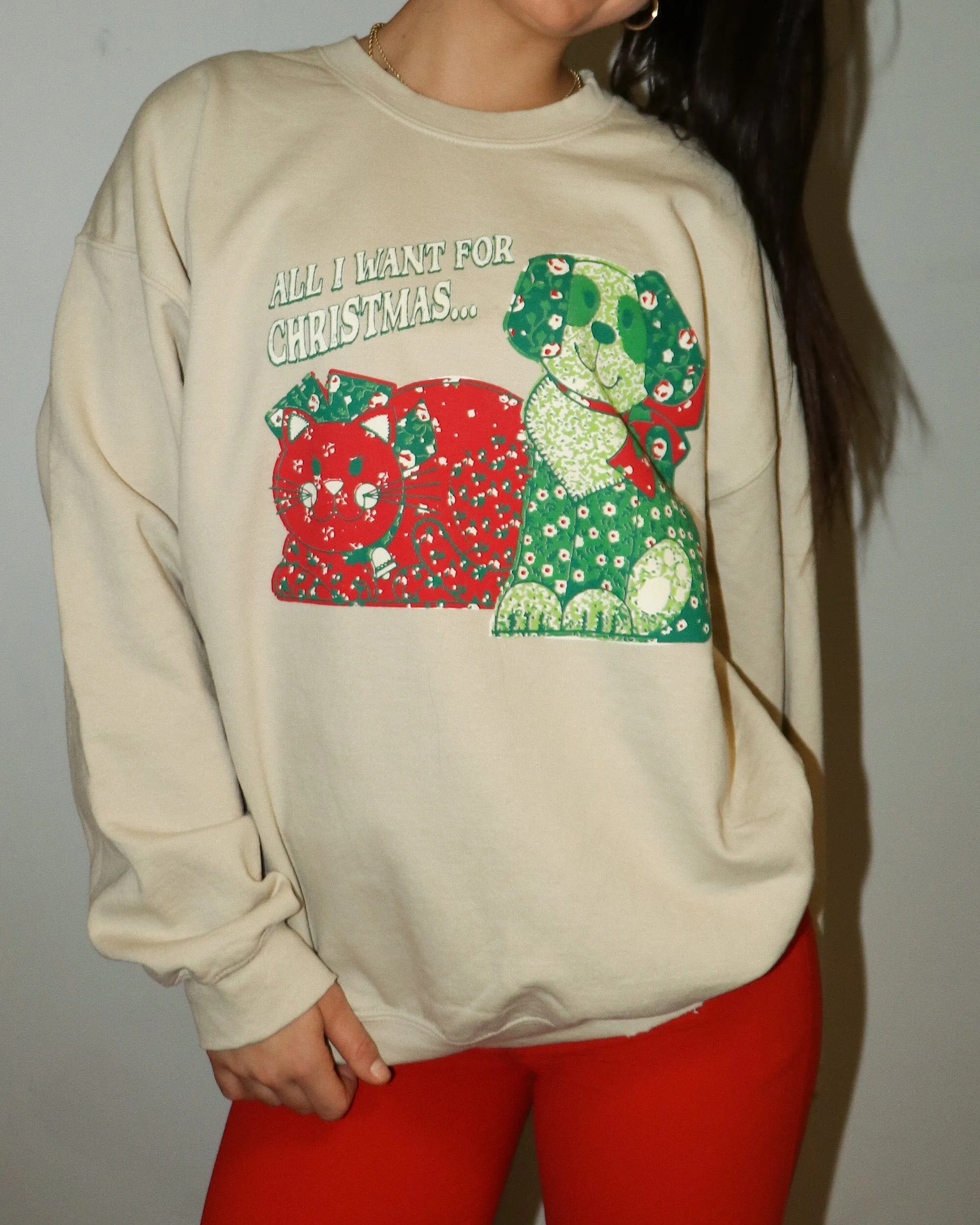 All I Want For Christmas Sand Thrifted Sweatshirt