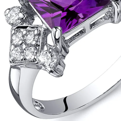 Amethyst Ring Sterling Silver Princess Shape 1.5 Carats Size 8