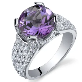 Amethyst Round Cut Sterling Silver Ring Size 8