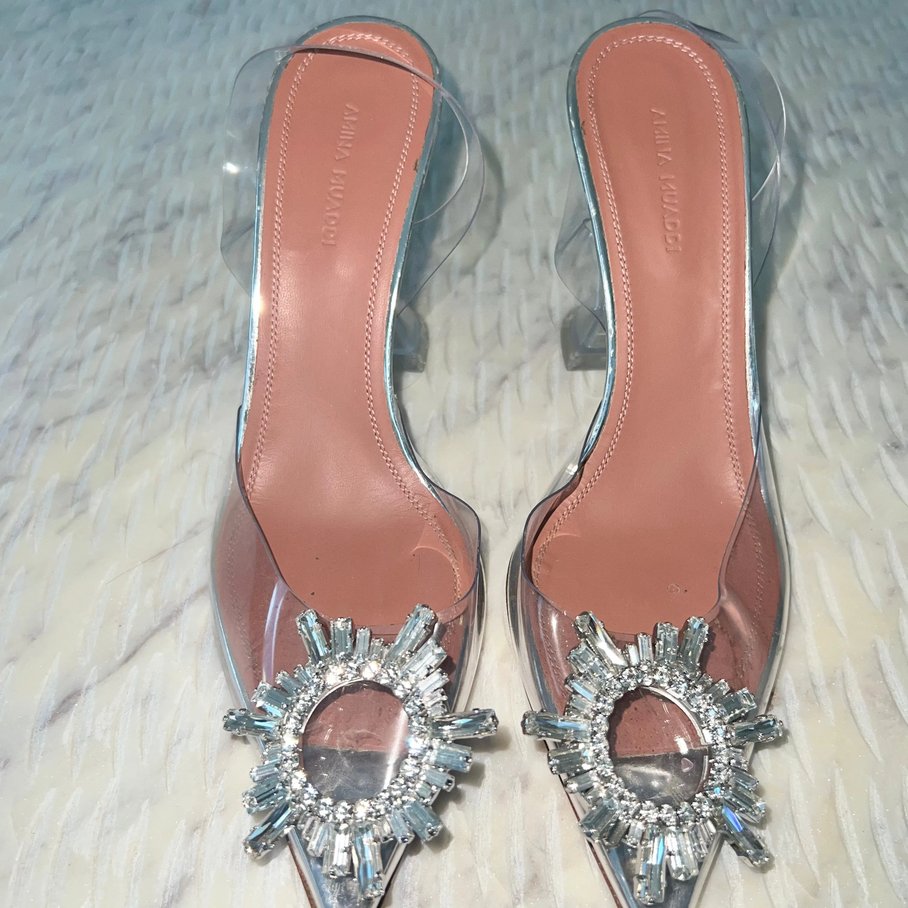 AMINA MUADDI Begum crystal-embellished PVC slingback pumps