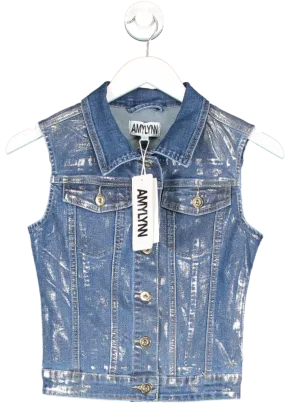 Amy Lynn London Blue Soho Denim Metallic Gilet UK 6