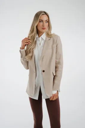 Arabella Linen Blazer In Taupe