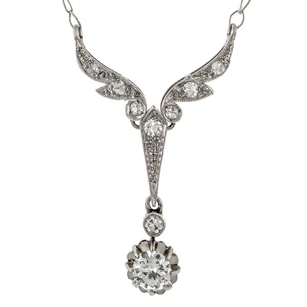 Art Deco Diamond Lavalier Necklace