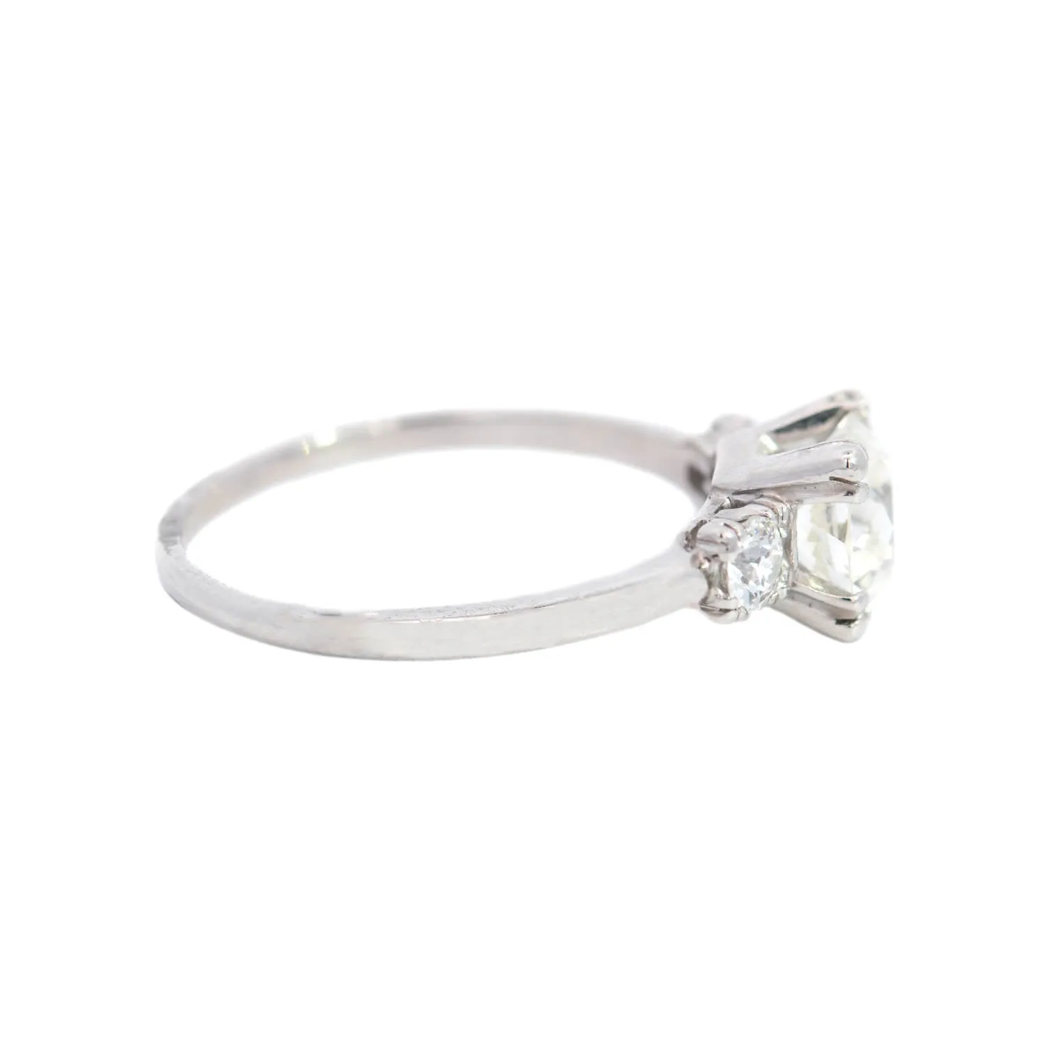 Art Deco Platinum Old European Diamond Engagement Ring 1.35ct 