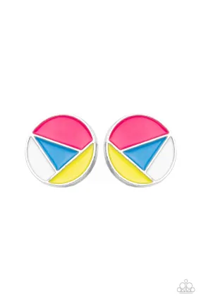 Artistic Expression Multi Pink, Blue and Yellow Post Earrings - Paparazzi Accessories