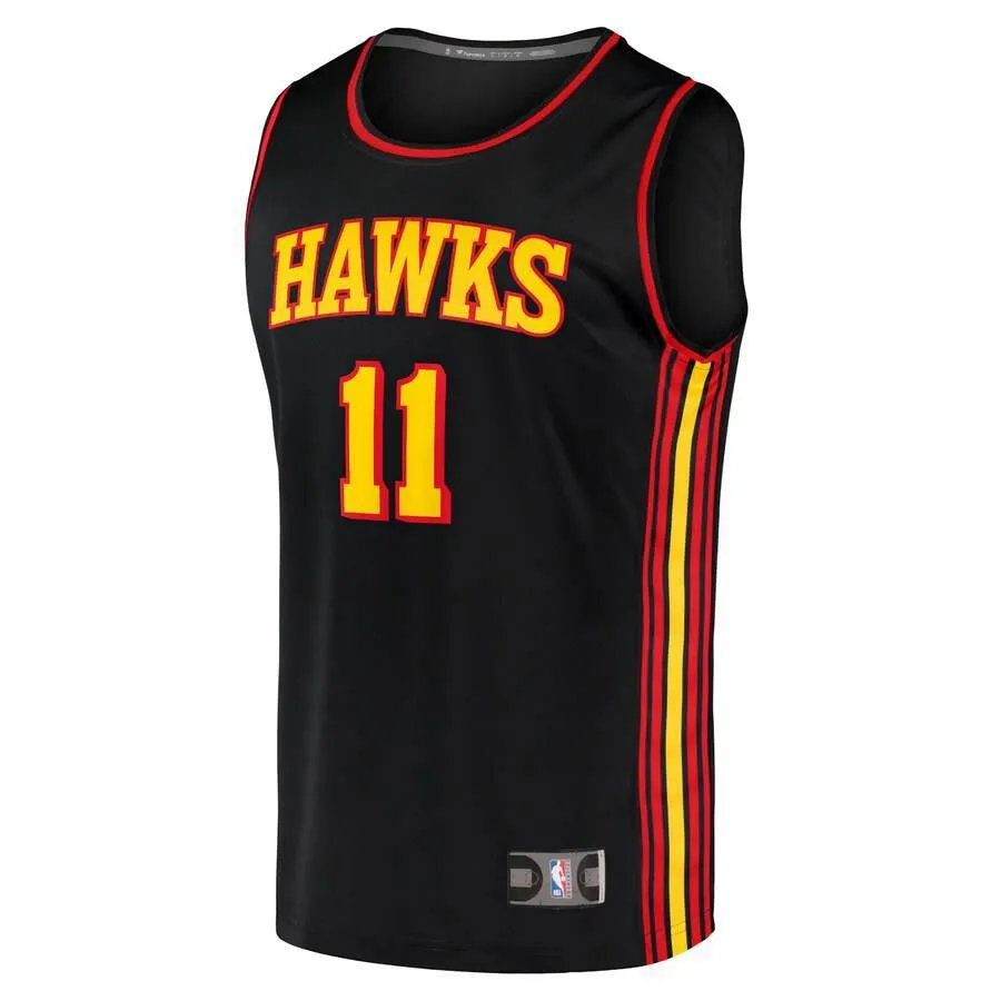 Atlanta Hawks Trae Young Fanatics Branded Replica 2020-21 Fast Break Icon Jersey Mens - Black | Ireland P2143V4