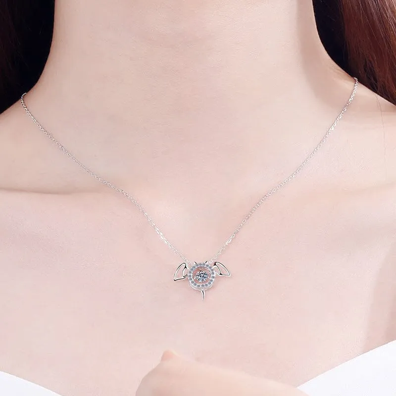 Bat Brilliant Diamond Necklace -  925 Sterling Silver