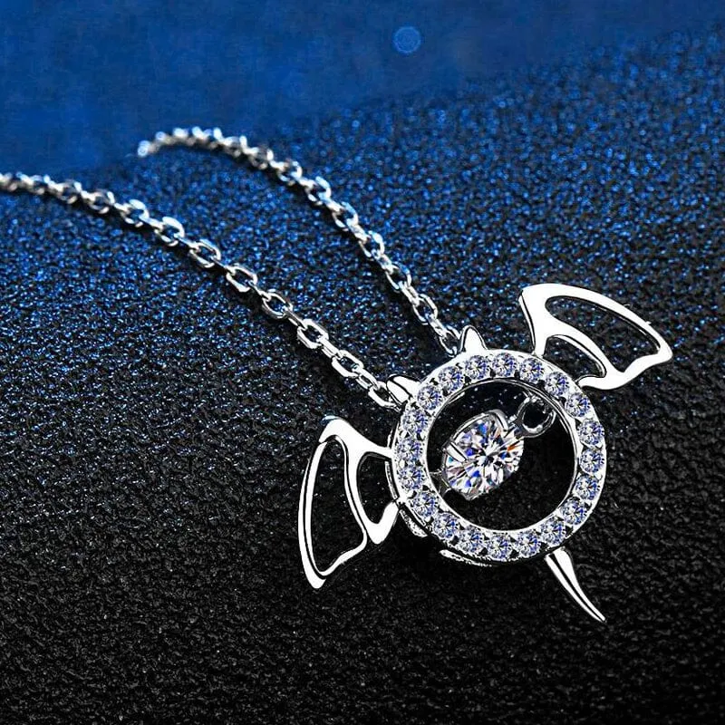 Bat Brilliant Diamond Necklace -  925 Sterling Silver