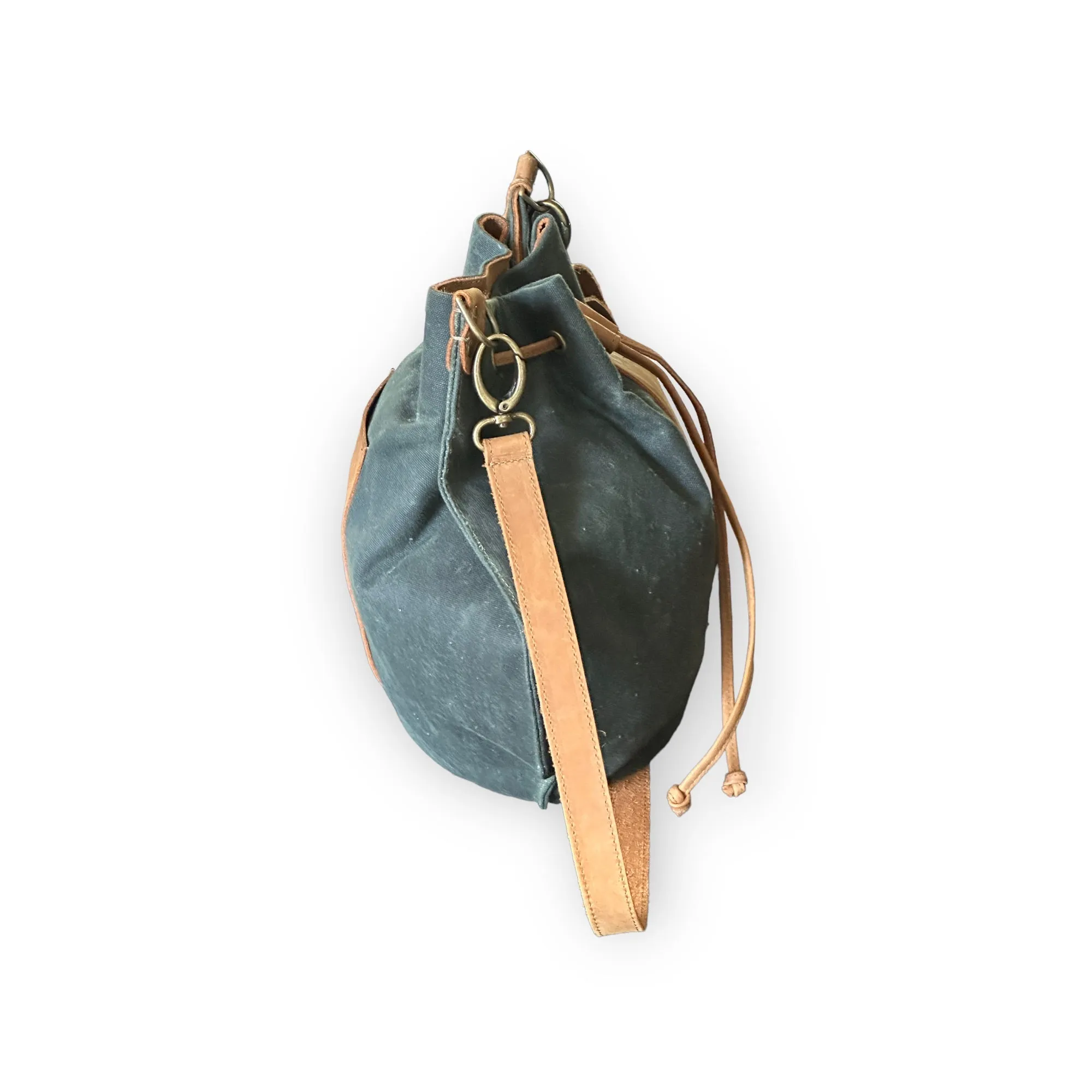 Bella Crossbody Bucket Canvas with Leather Trim