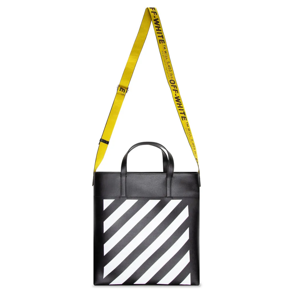 Binder Diag Saffiano Tote - Black/White