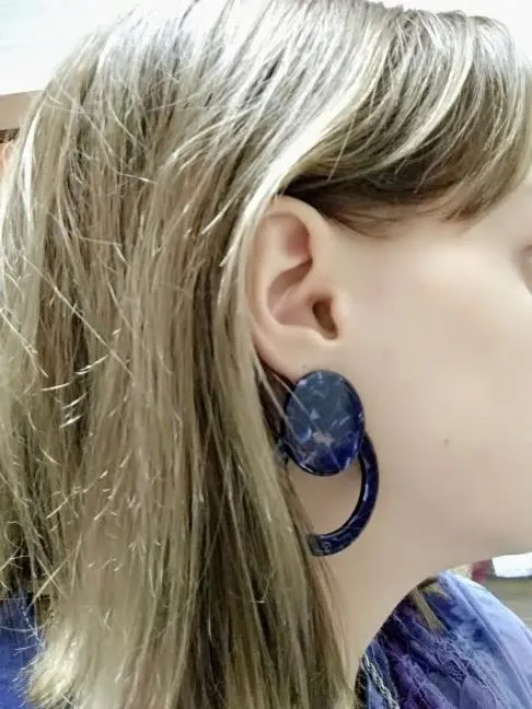 Blue Acrylic Acetic Acid Drop Styled Stud Earring