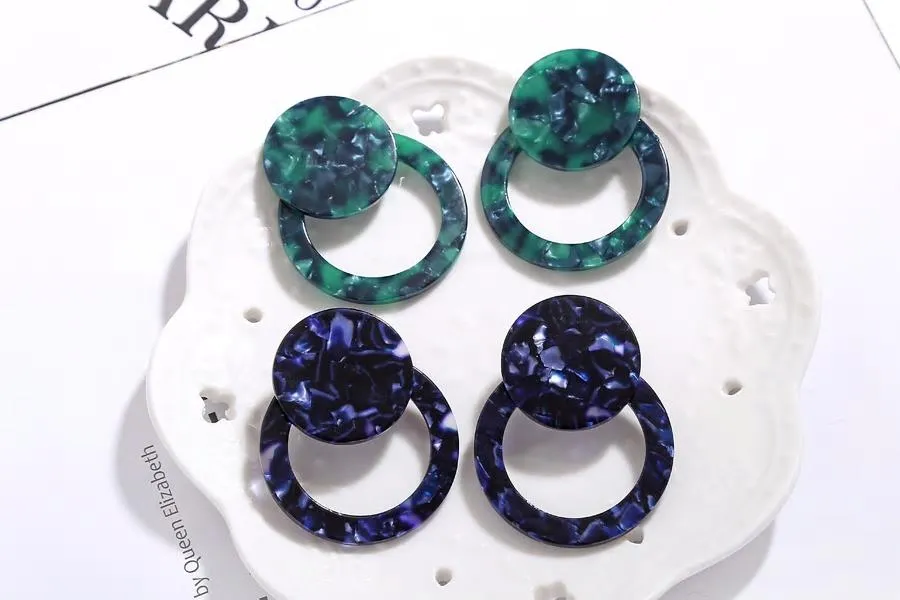 Blue Acrylic Acetic Acid Drop Styled Stud Earring