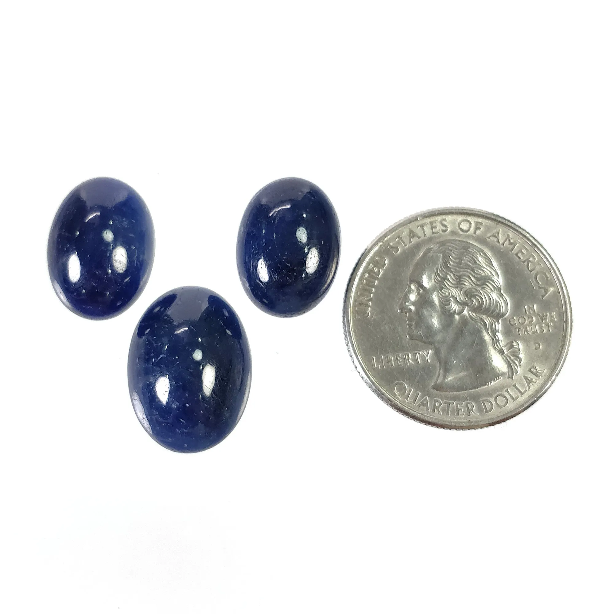 BLUE SAPPHIRE Gemstone Cabochon : 43.00cts Natural Untreated Unheated Sapphire Oval Shape 17.5*13mm - 15.5*11.5mm 3pcs