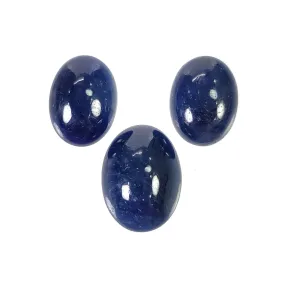 BLUE SAPPHIRE Gemstone Cabochon : 43.00cts Natural Untreated Unheated Sapphire Oval Shape 17.5*13mm - 15.5*11.5mm 3pcs