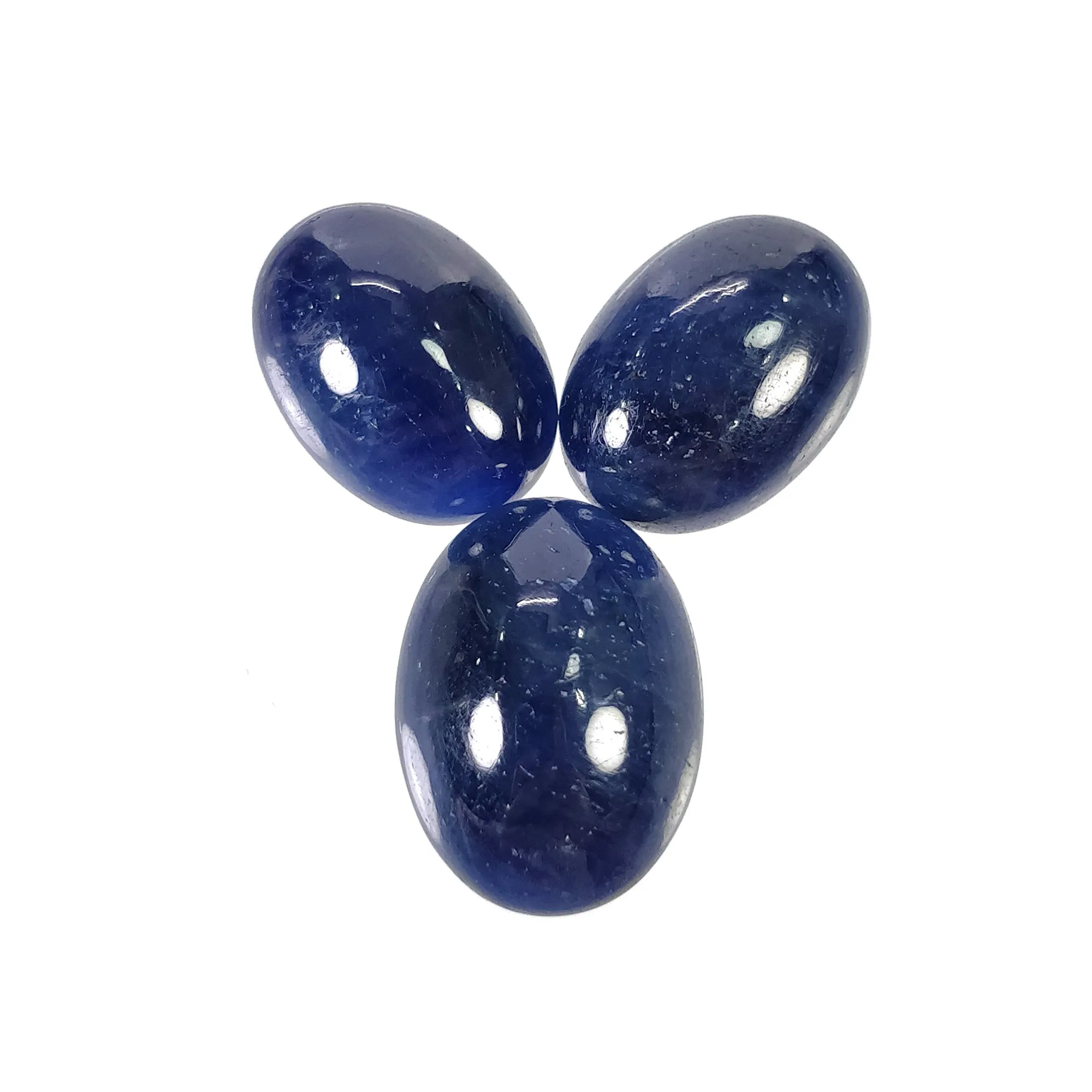 BLUE SAPPHIRE Gemstone Cabochon : 43.00cts Natural Untreated Unheated Sapphire Oval Shape 17.5*13mm - 15.5*11.5mm 3pcs