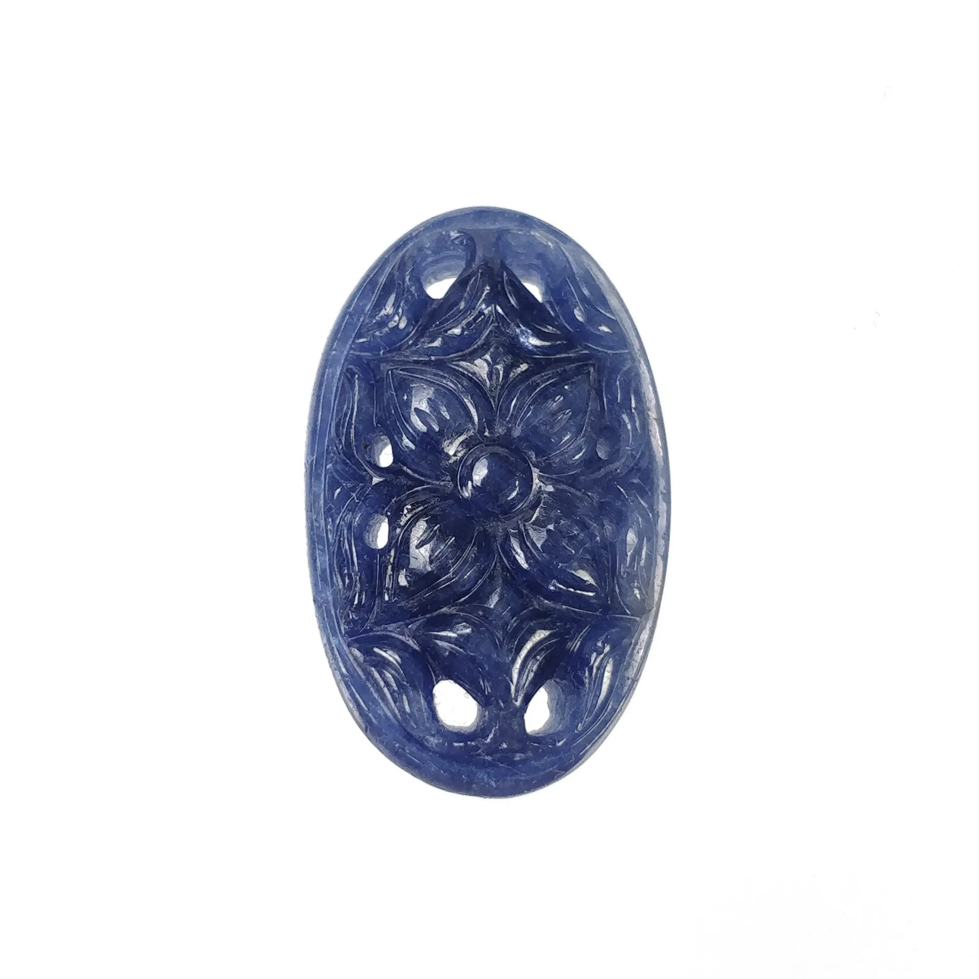 BLUE SAPPHIRE Gemstone Carving : 30.00cts Natural Untreated Unheated Sapphire Hand Carved Oval Shape 28*17mm (With Video)