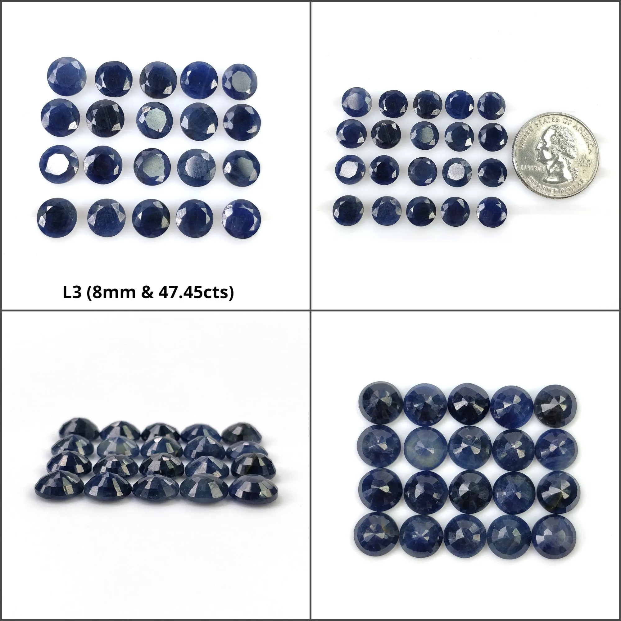 BLUE SAPPHIRE Gemstone Normal Cut : Natural Untreated Unheated Sapphire Round Shape 8mm 15pcs 19pcs 20pcs 28pcs Lots