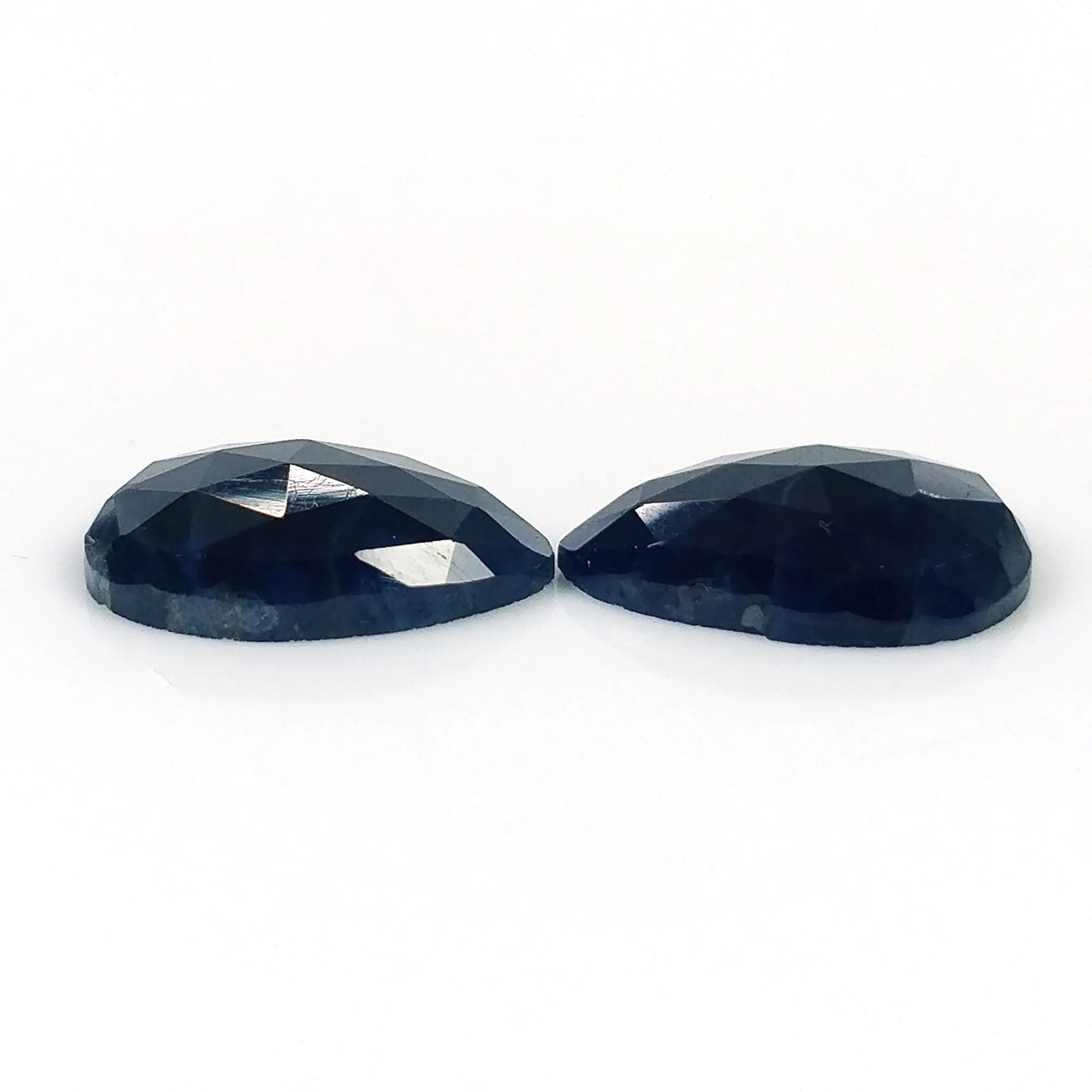 BLUE SAPPHIRE Gemstone Rose Cut : 15.25cts Natural Untreated Unheated Sapphire Rose Cut Pear Shape 11*16mm Pair