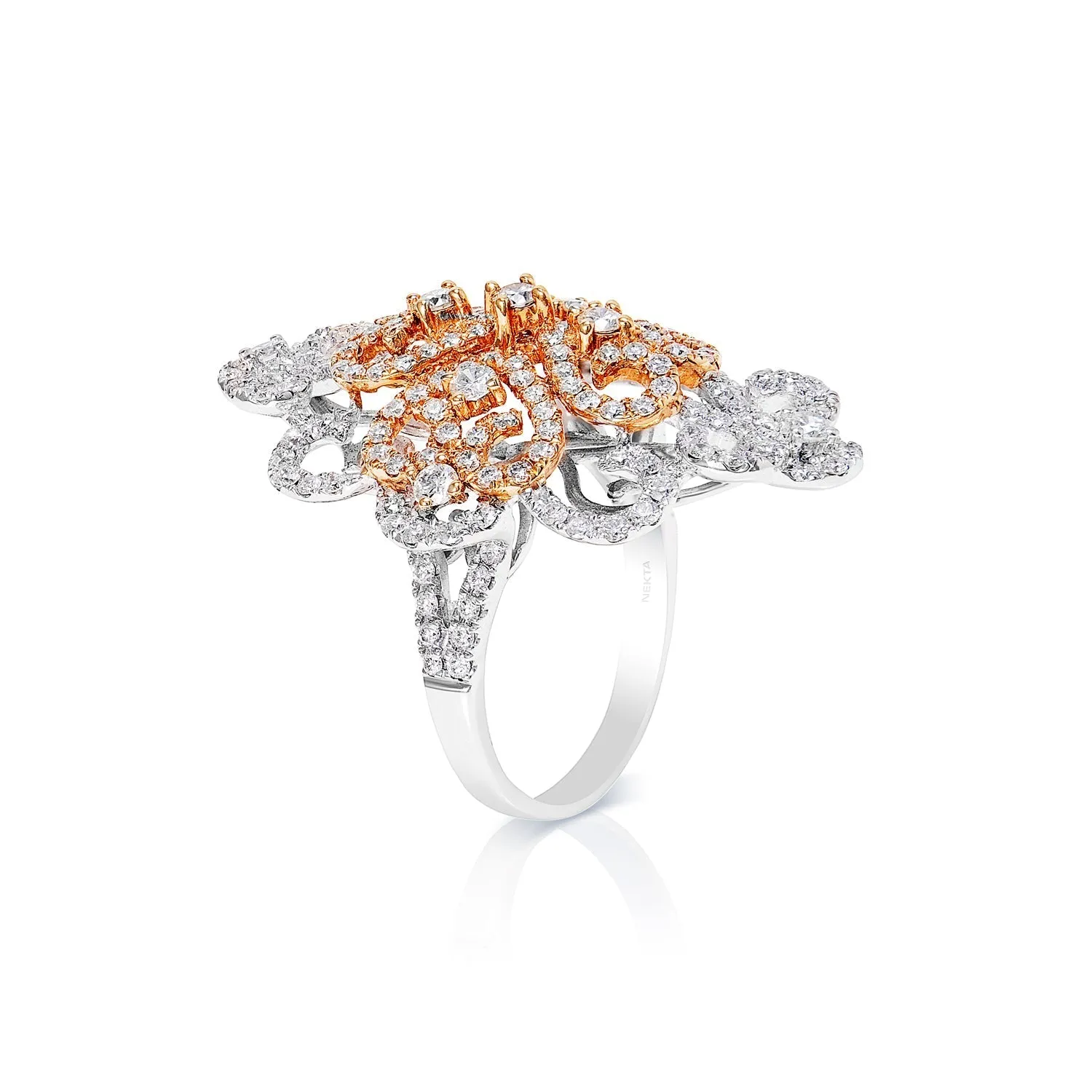 Briar 2 Carat Round Brilliant Diamond Engagement Ring in 18k White & Rose Gold