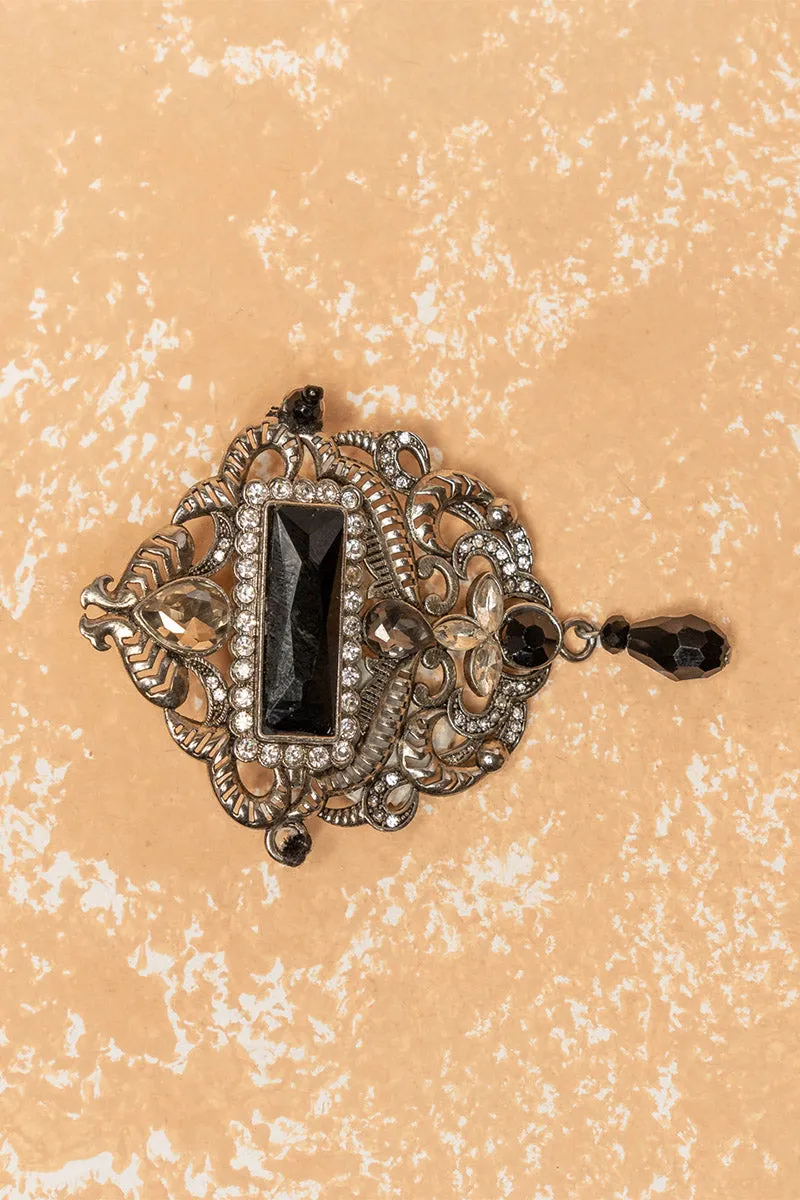 Brooch with Black Crystal