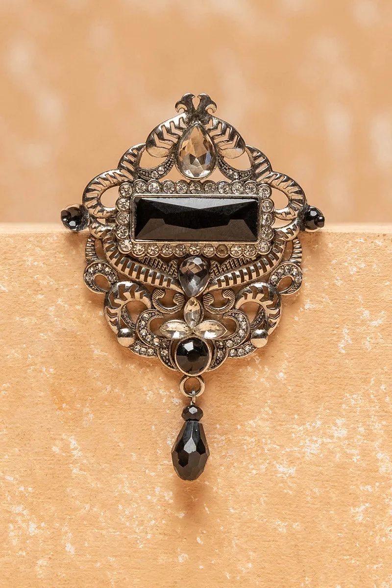 Brooch with Black Crystal