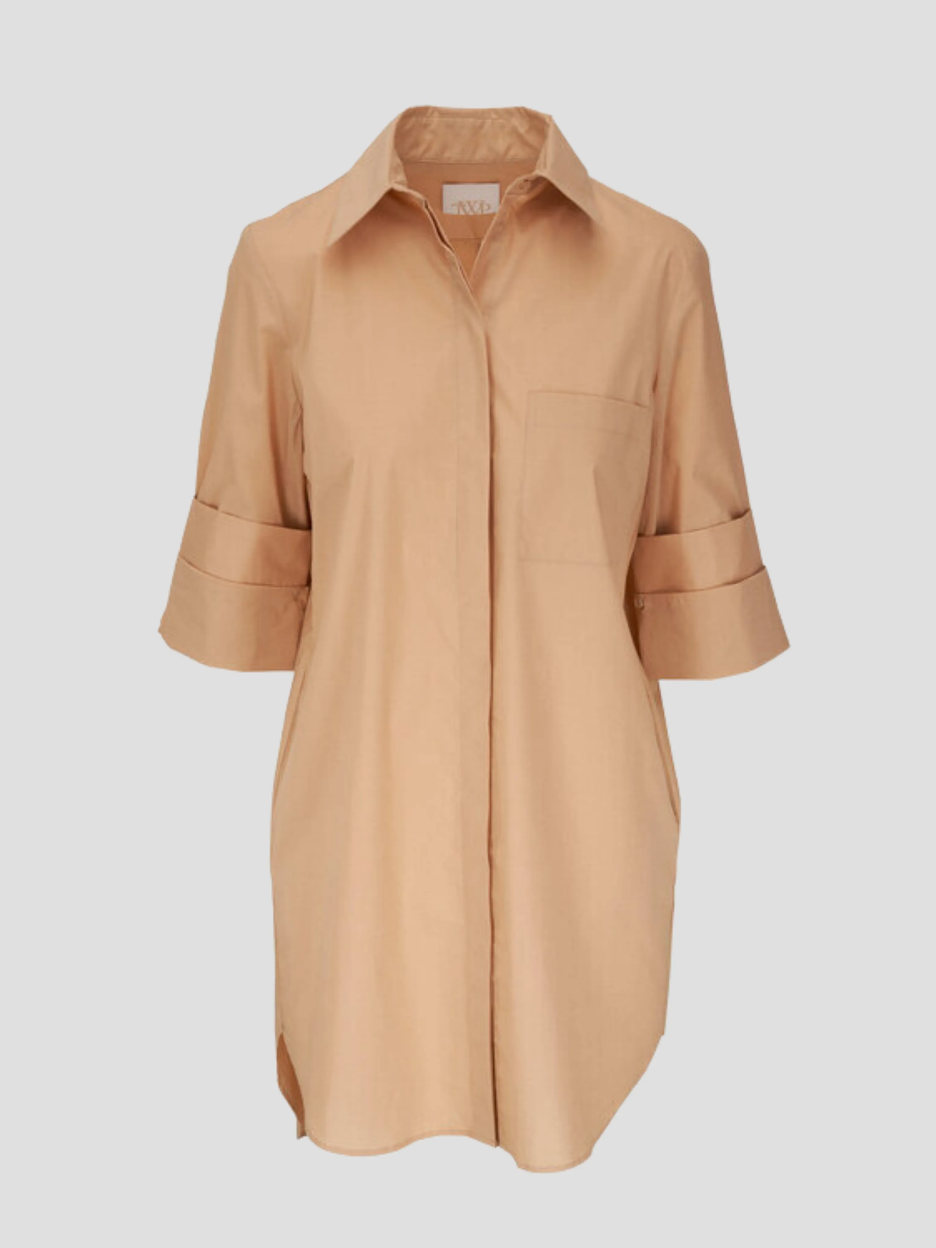 Camel Cotton Poplin Boyfriend Shirt