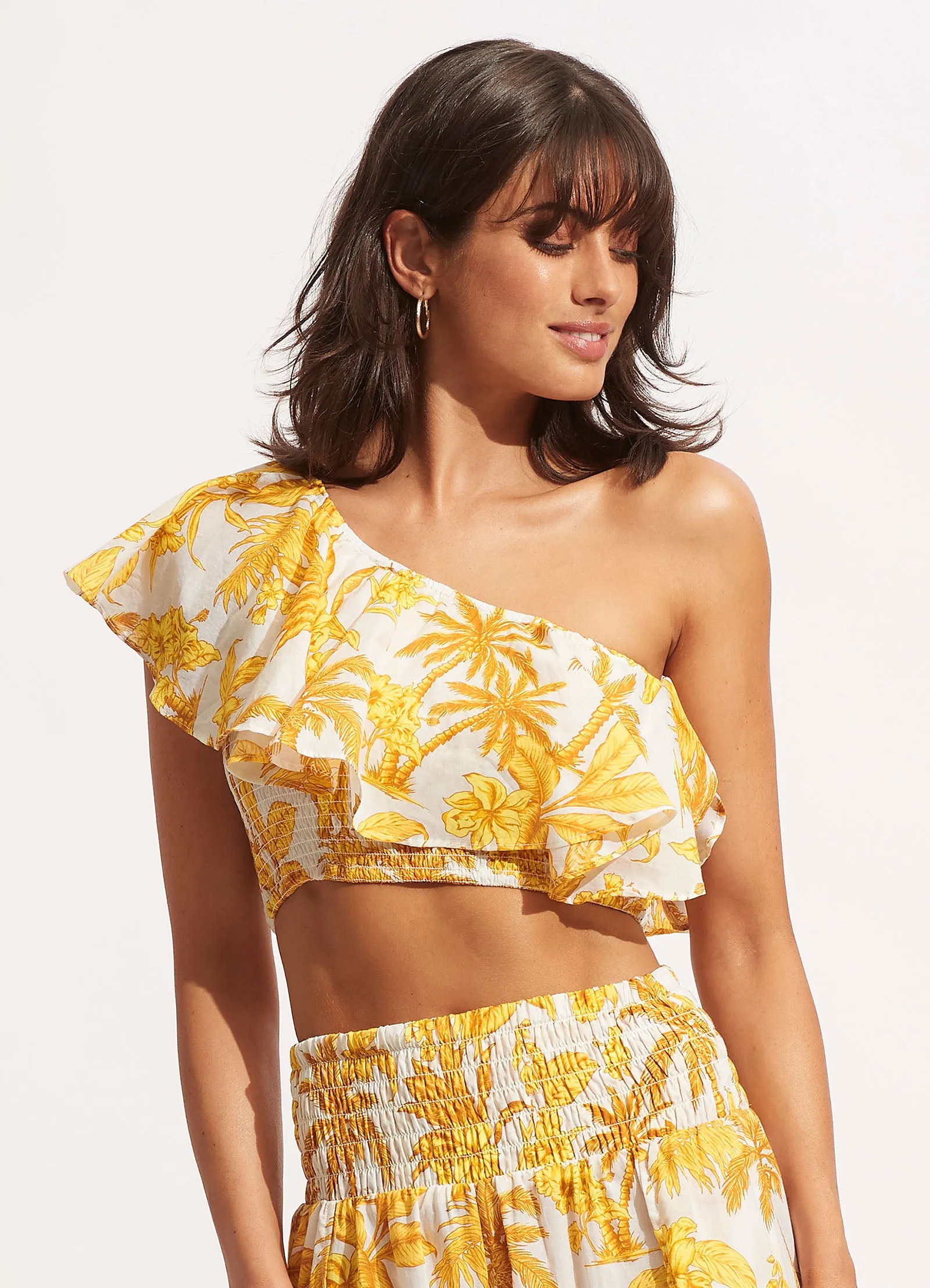 Castaway One Shoulder Top - Tuscan Sun