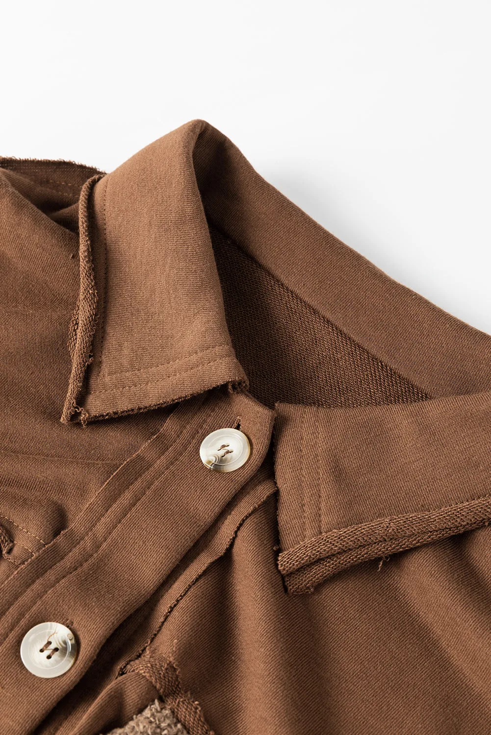 Chestnut Exposed Seam Elbow Patch Oversized Shacket