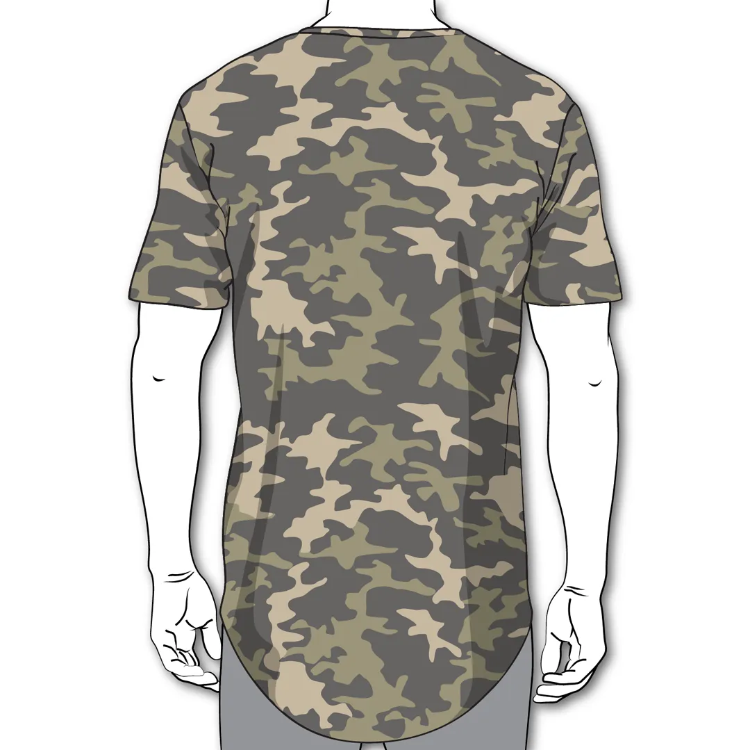 Chevron Icon Drop Tail UNISEX Graphic Tee - Khaki Camo