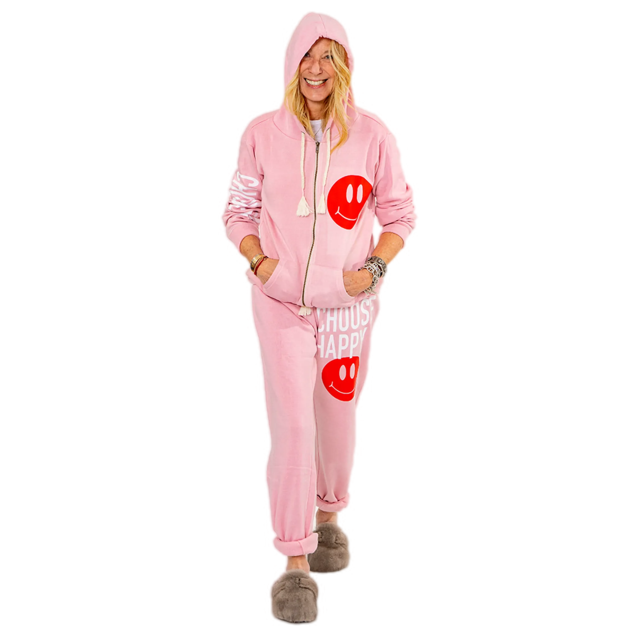 Choose Happy Pink Zip Up Hoodie